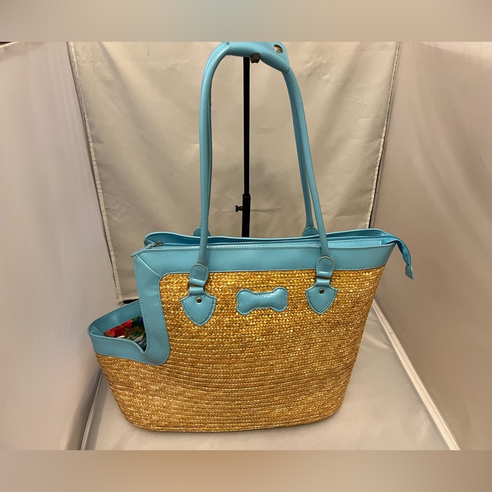 Stylish Blue and Tan Dog Carrier Tote